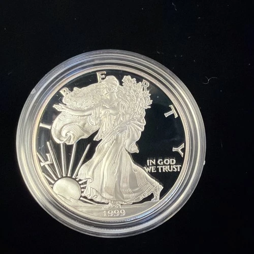 1999 P PROOF AMERICAN SILVER EAGLE W/BOX and COA