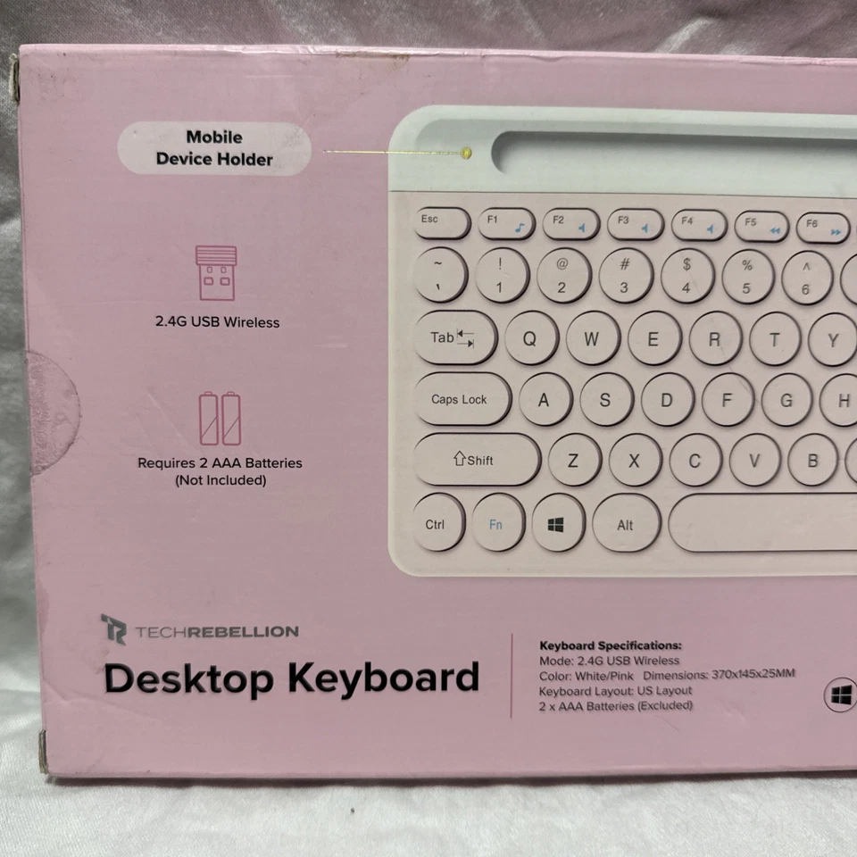 Tech Rebellion Apple/Windows 2.4GHz Wireless Desktop Keyboard From USA Pink - Image 4 of 4