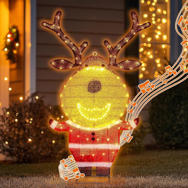 Beleuchtet Rentier 146 WarmweißE Leds Weihnachtsdeko Mit Musik 80Cm FüR Garten-image