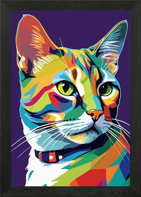 Bunte europäische Kurzhaar Katze Por gerahmtes Wandbild Poster Leinwanddruck Bild