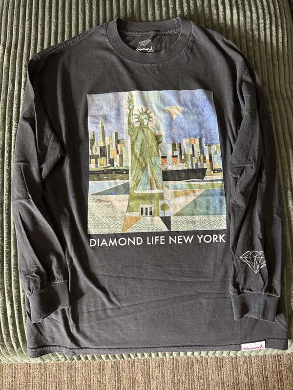Diamond Supply Co  Skateboard Long Sleeve Shirt Black  L Diamond Life New York