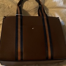 Brown Pebbled Satchel Top Handle Bag for Women, Metal Accents, Clasp Closure