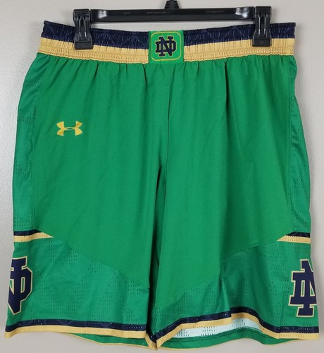 UNDER ARMOUR NOTRE DAME GAME WORN WOMENS BASKETBALL SHORTS GREEN #5 2016 =MEDIUM