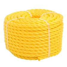 3 Stranded Braided Rope 1/2in×100ft for Boats, Dock, Marine Rope Orange Yellow
