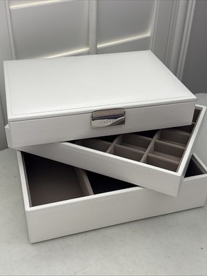  NEW- Stackers WHITE Classic 3 Piece Jewelry Box