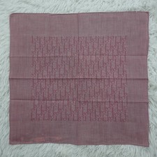CHRISTIAN DIOR Monogram Red Cotton Mini Scarf Pocket Square 18" X 18.5" Q74