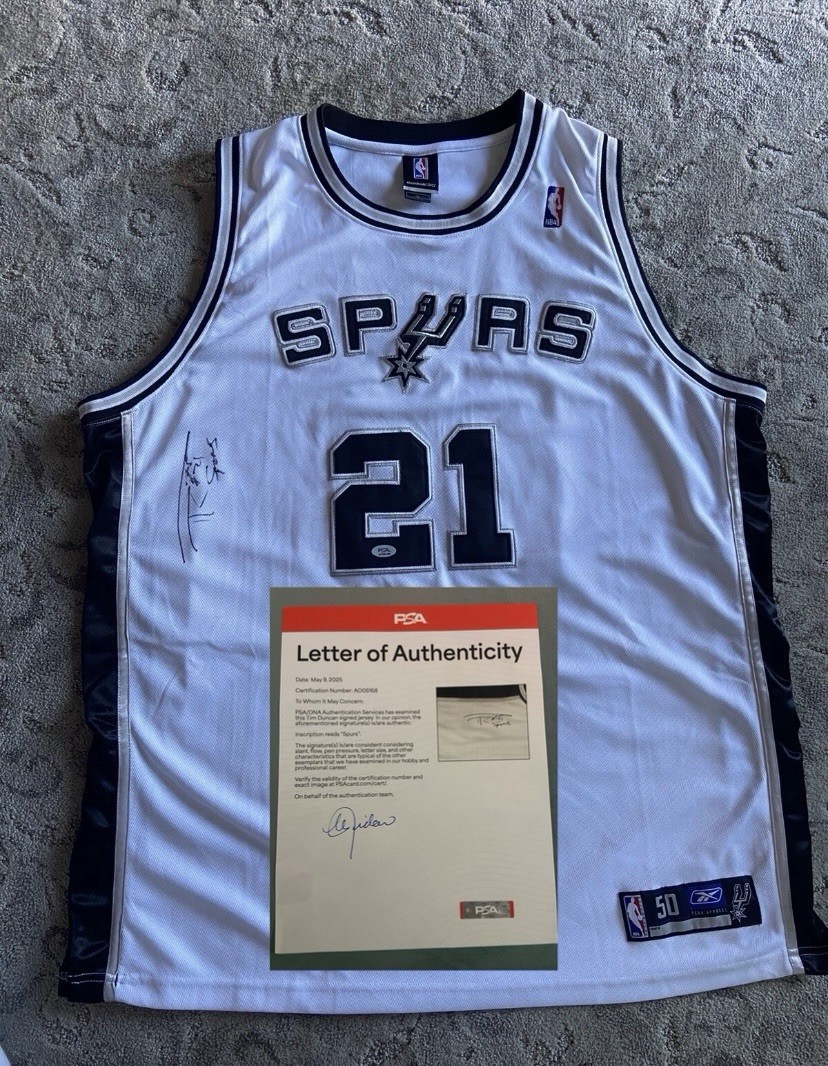 Tim Duncan Autographed Signed San Antonio Spurs Auto Reebok Spurs Jersey PSA/DNA LOA 