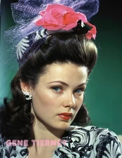 GENE TIERNEY #177 BEAUTIFUL COLORIZED PHOTO 11 X 8.5 SHIPS FREE