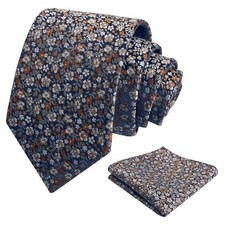 Mens 3.15inches Exquisite Floral Tie with Small Flower A142-navy gray rust
