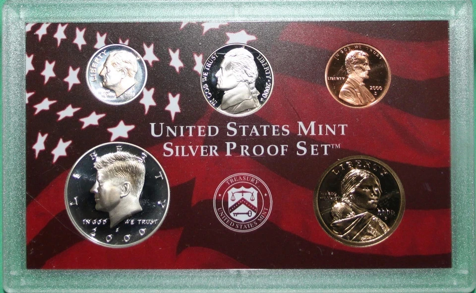 2000 SILVER Proof Set United States Mint ANNUAL 10 Coin with State 25c Box + COA - Image 4 of 4