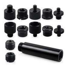 13 Pack Microphone Stand Adapter Screws Extension Tube Black Aluminum Alloy