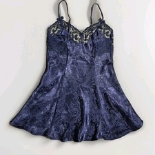 VTG Victoria's Secret GOLD LABEL Navy Blue Negligee Lingerie VALENTINES DAY Sz S