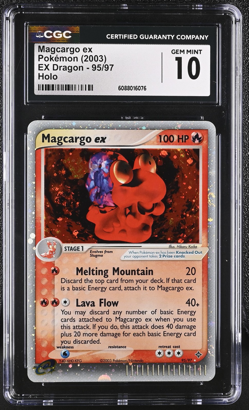 CGC 10 GEM MINT Magcargo ex 2003 EX Dragon 95/97 Holo SWIRL Pokemon Card