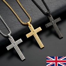 Titanium Steel Jesus Cross Necklace – Lord’s Prayer Pendant, Religious Gift  UK