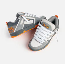 DVS Comanche Grey Orange Leather Skateboarding Trainers Sneakers FREE EARBUDS