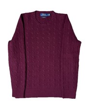 Polo Ralph Lauren 100 Cashmere Cable Knit Sweater Men Sz S Burgundy Msrp 398