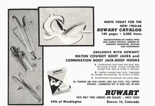 Ruwart Hilton Cowboy Boot Jacks & Jack-Boot Hooks Denver CO Vintage Mag Print Ad