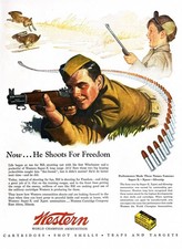 1944 WWII ERA  Genuine Vintage Print Ad World War 2 Military Western Ammunition