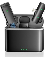 2 Pack Wireless Lavalier Microphone for iPhone iPad Mini Microphone