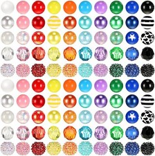 100 Pcs 20mm Beads for Pens Rhinestone Bubblegum Bright Color