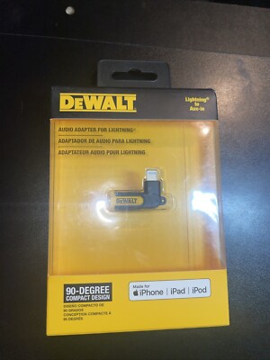 Dewalt 90° Audio Adapter 3.5 Aux Auxiliary To Lightning iPad iPhone DXMA1909037