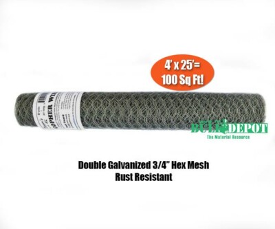 100 SqFt Digger's Root Guard Heavy Duty Double Galvanized 3/4'' Hex Gopher Wire 