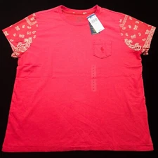 POLO RALPH LAUREN WOMENS CREW T-SHIRT -L- FESTIVE RED WHITE BANDANA -POCKET PONY