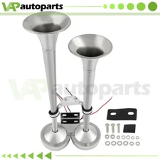 Loud 12 VElectric Ship Boat Horn Chrome Plated Marine Grade 304 Dual Trumpets