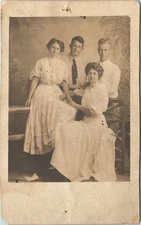 Real Photo Postcard Two Young Couples or Perhaps Siblings - AZO circa 1907-18