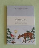 1X Notizblock Wunschzettel Zwerg Reh A6 Merkzettel 60 Blatt Winter Weihnachten