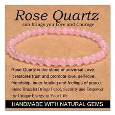 4mm Small Beads Rose Quartz Crystal Healing Self-love Stretch Bracelet for Women
