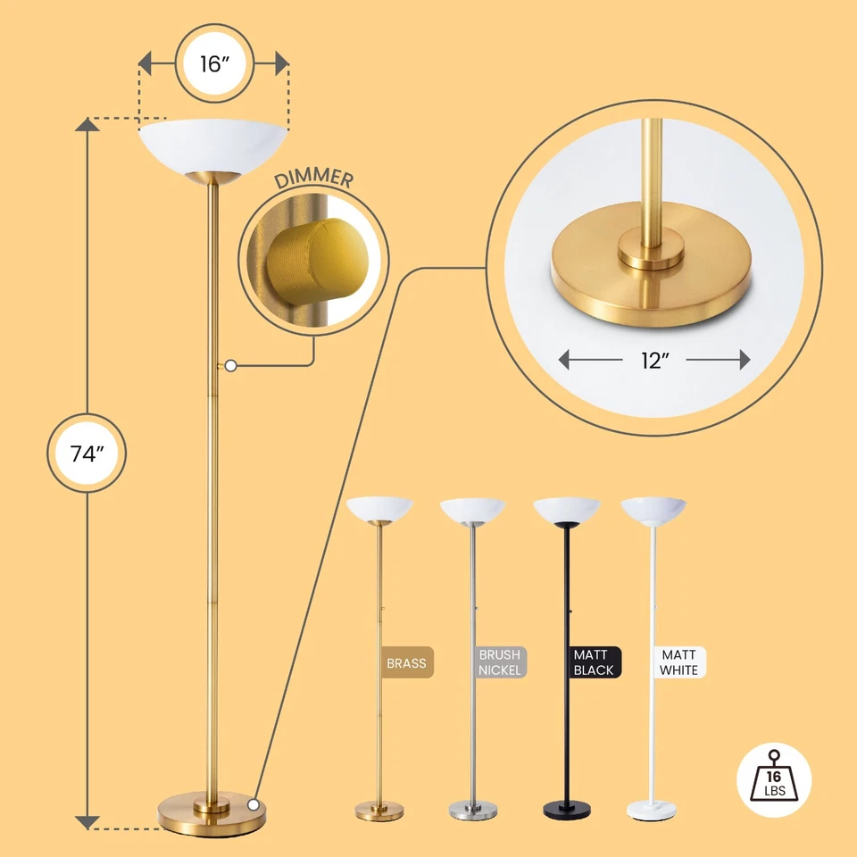 THE WORLDS BRIGHTEST FLOOR LAMP, 8000 Lumens!! Gold, modern LED, 30k Referbish - Image 4 of 4