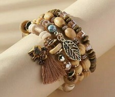 NEW Elephant Leaf Stretch Bracelet Set