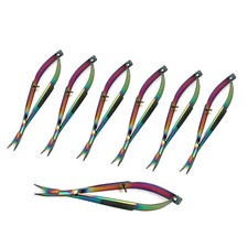 7 Pcs Embroidery Sewing Scissor 4.5" Curved Tip, Snips Thread Scissor Titanium