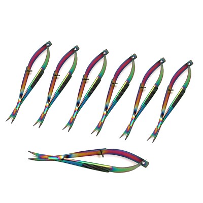 7 Pcs Embroidery Sewing Scissor 4.5'' Curved Tip, Snips Thread Scissor Titanium