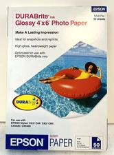 Epson ~ DURABrite Ink Glossy 4" x 6" Photo Paper ~ S041734~50 Sheets~New Sealed
