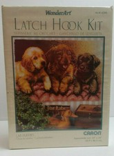 Caron Wonder Art Latch Hook Kit Dogs LAB PUPPIES LARGE 24" x 34"