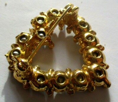 Broche Cœur Or Et Cristaux - Style Vintage, Diamant Boréalis, État Impeccable