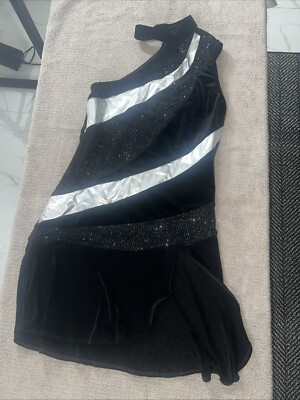 Band Shoppe Single Shoulder Neck Strap Black Silver Glittery Sparkle Dress