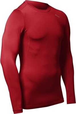 CHAMPRO Boys' Lightning Long Sleeve Compression Shirt (Red) Size Youth Large