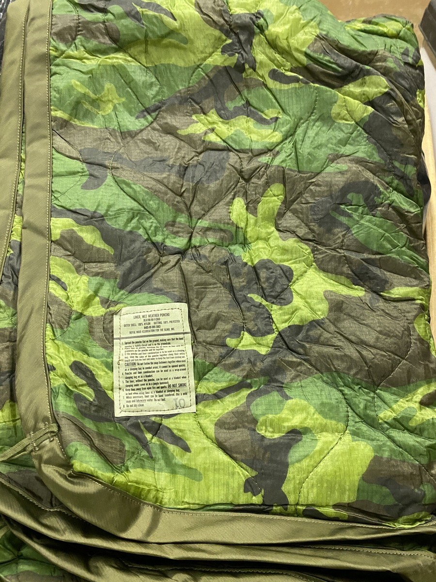 New ONE US Military Surplus USGI Woodland Camo Poncho Liner WOOBIE