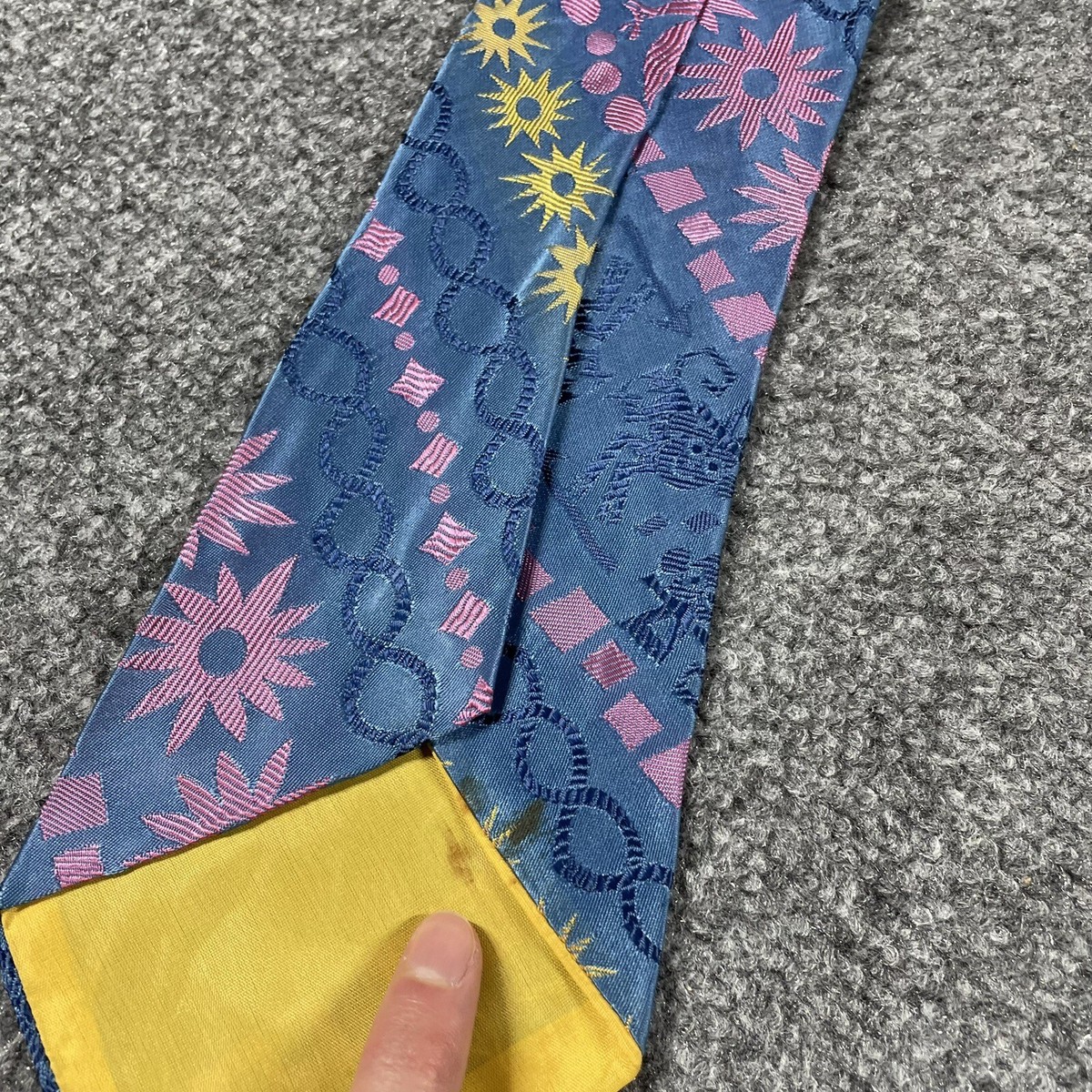 VINTAGE 50s 60s Atomic Neck Tie Monkey Bird Jacquard Satin Acetate