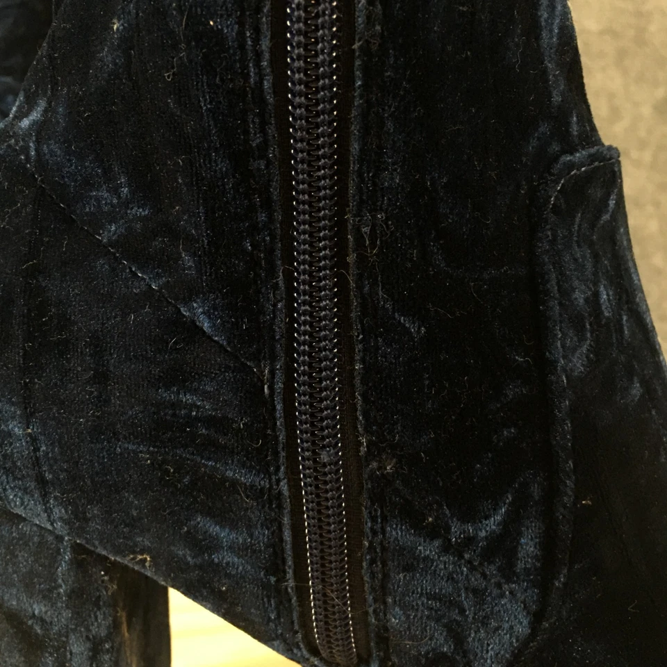 Mossimo Supply Co Botas Mujer 11 Botines Azul Terciopelo Cremallera Lateral Tacones Bloque Foto 4 de 4