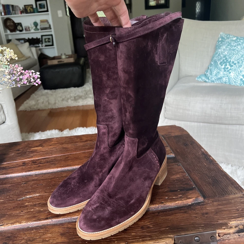 Botas de diseñador Tamara Mellon para mujer de gamuza borgoña hasta la rodilla talla 39/8-8,5 ¡NUEVAS SIN CAJA! Foto 3 de 4