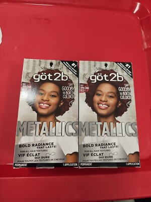 Lot 2 Got2B Metallics Permanent Hair Color, M65 Ultra Deep Red Free Shipping