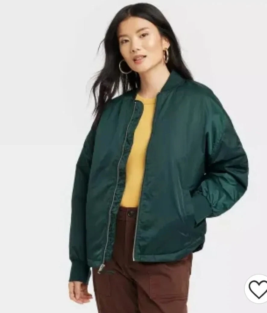 Womens Bomber Jacket A Green Size NEW | eBay