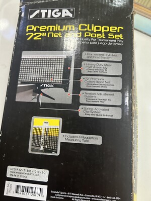 STIGA Premium Clipper 72" Table Tennis Net & Post Set - Regulation Size For 60" Tables | Easy Spring Clip Setup