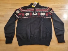 Weatherproof Vintage Cotton Long Sleeve 1/4 Zip Black Winter Sweater Men's Small