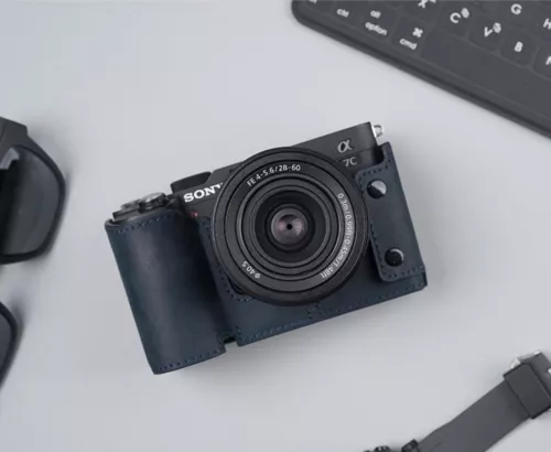 Camera Half Case For Sony A7C Retro Insert Genuine Leather Handmade - Picture 34 of 41