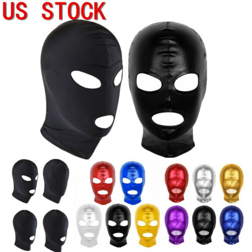US Unisex Blindfold Headgear Full Face Mask Hood Head Cover Role Play Costume - Foto 1 di 82